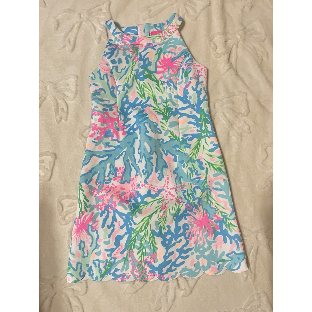 Lilly Pulitzer Sophelia Shift Dress Multi Color Coral Bay Girls Size 10